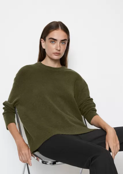 Slate Green Swetry Sweter Z Dzianiny, Fason Regular Wykonana Z Miękkiej Mieszanki Wełny Dziewiczej Marc O'polo Kobiety Innowacyjny